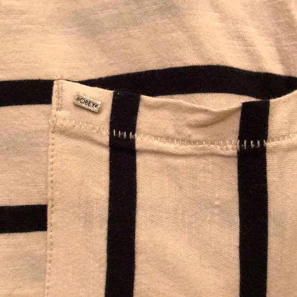 Obey Black and Cream Striped T-shirt - Picture 5 of 5